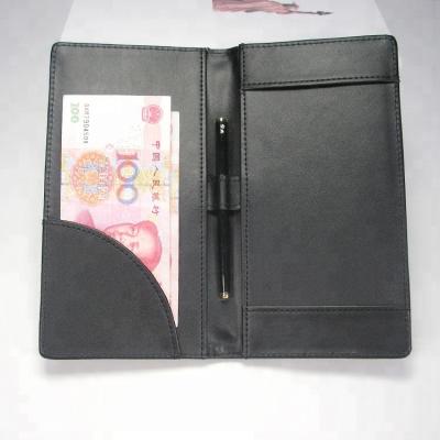 China 2 Views Restaurant Hotel PU Menu Board Bill Folder Note Writing Pad A6 Leather Black for sale