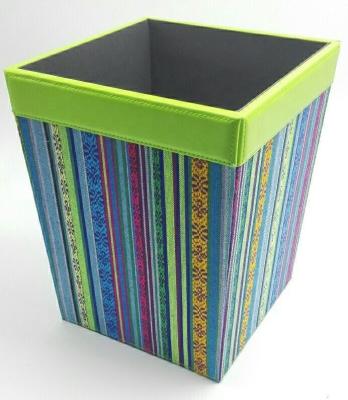 China Sustainable Fancy Leather And Fabric Trash Can For Office , Hotel for sale