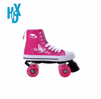 China Upper+PU Canvas Rollers Double Row Canvas Roller Skates Sneaker Style Adjustable Upper Lace Up Roller Skates for sale