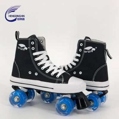 China New Hot 2019 Private Mold Selling Snap Wheels Men's And Women's Canvas Quad Roller Skate Top View for sale