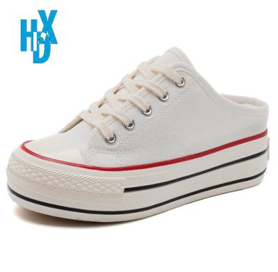 China Fashion trend factory wholesale ladies lace up canvas shoes classic casual custom white canvas shoes for sale