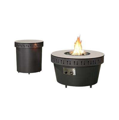 China Stocked Ready To Board Outdoor Garden Furniture Aluminum Frame Fireplace Cookware Gas Fire Pit Table Cover for sale