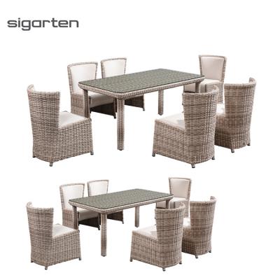 China Modern Wicker Rattan All Weather Outdoor Furniture Dining Patio Table Set Garden and Chair Furniture Outdoor Table and Chairs Set for sale