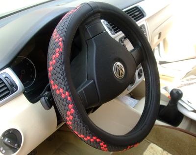 China Cute Breathe Freely To Absorb Sweat Faux Leather Hand Knitting Car Steering Wheel Cover for sale