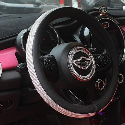 China Custom Customize Car Steering Wheel Cover With Diamond PU 38cm Steering Wheel Cover For Car for sale