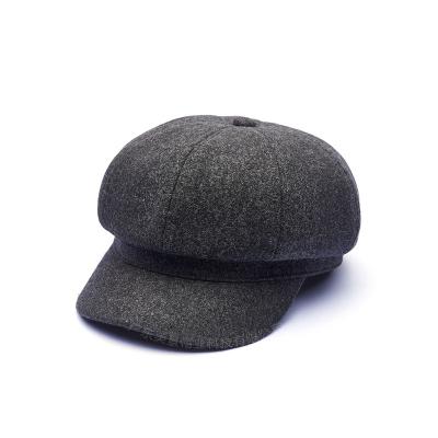 China European and American style customized new unisex soft boy caps gray wool beret hat for winter for sale