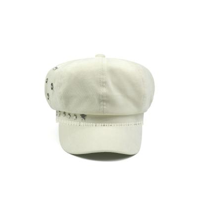 China Custom European and American style newsboy taxi driver hat brushed female octagonal hat with metal rivet for sale