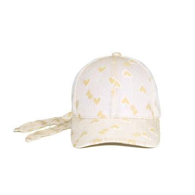 China JOINT Custom Summer Embroidery Lace 6 Panel Hat Bowknot Ribbon Baseball Cap For Girls for sale