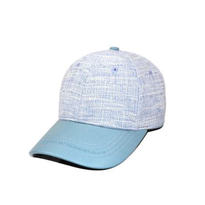 China COMMON brim custom made high quality leather patch fashion tweed pink blue black beige baseball cap for women for sale