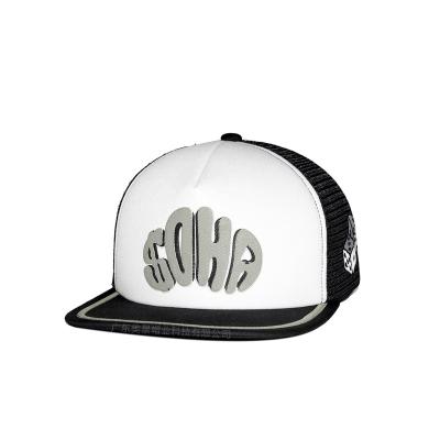 China COMMON Snapback Foam Board Baseball 5 Snapback Hat 3 d Blast Print Logo Flat Brim Trucker Hat for sale