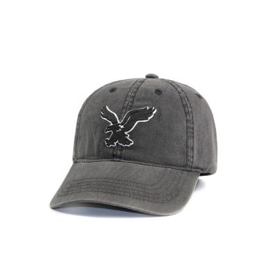 China Breathable Vintage Denim Baseball Cap Custom Structured Low Profile Washed Dad Hats Caps for sale