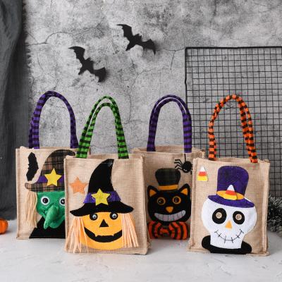 China Halloween Bags Candy Handbag Linen 27g Small Gifts Bag Witch Pumpkin for Everyone for sale