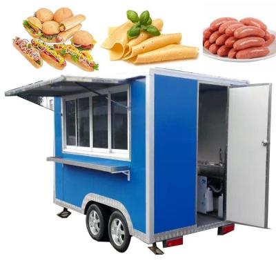 China Large Size Food Caravan Camper Kitchen Restaurant Fast Food Kiosk on Tow Bar Trailer for sale