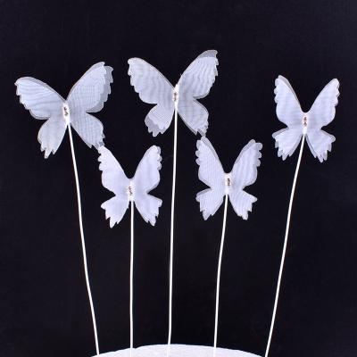 China New Modern Style Birthday Party Cake Decoration Props Beautiful White Butterfly Plug-in for sale