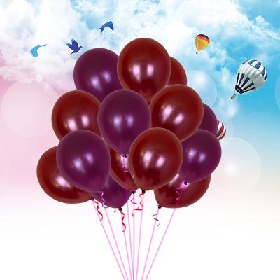 China Factory wholesale modern 12 inch wine red pearl birthday party wedding round latex balloon for sale