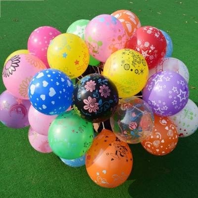 China Factory direct sales modern wedding decoration five sided printing pattern 12 inch 2.8g thickened latex balloon for sale