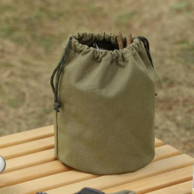 China Good Quality Portable Canvas Storage Bag Picnic Drawstring Lunch Bags Travel Camping Tableware Organizer For Outdoor for sale