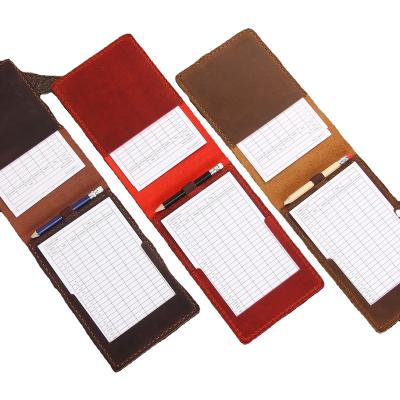 China Luxury Personalized Golf Scorecard Leather Cover Golf Scorecard Book Cover Leather Holder With Pencil Holder Golf Products for sale