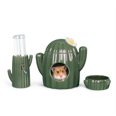 China Fashion Sustainable Hot Sale Cute Handmade Ceramic Easy To Clean Hamster Hideout Hamster House for sale