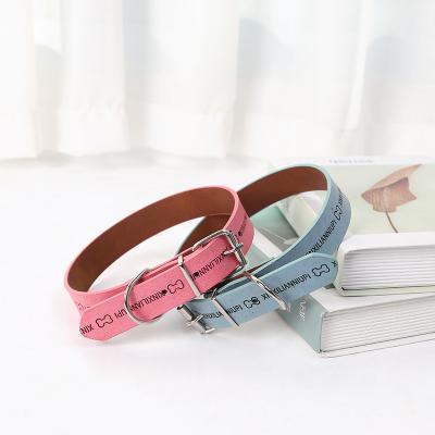 China Comfortable Adjustable Dog Collar Stocked With Letter PU for sale