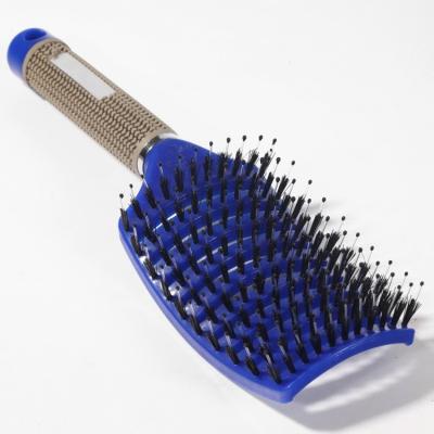 China Salon Massage Detangling Hair Brush Salon Styling Tools Comfortable Plastic Hairy Curved Comb Large for sale