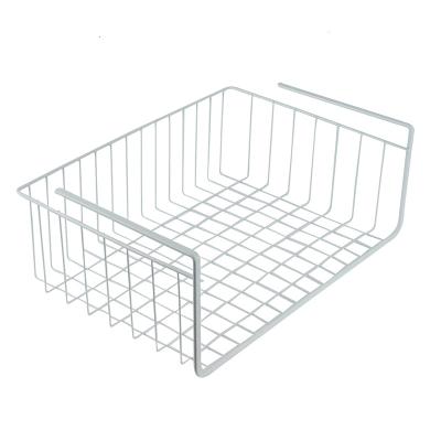 China Modern Sustainable White Under Shelf Home Hanging Cabinet Wire Basket Shelf for sale