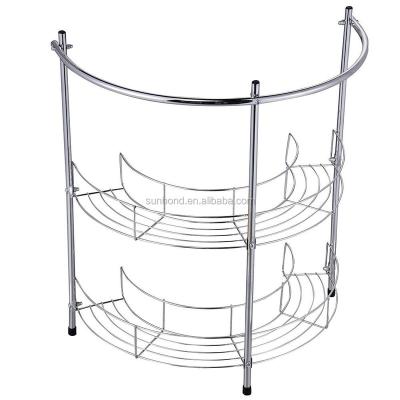 China Sustainable 2 Tier Metal Chrome Bathroom Under Basin Sink Storage Storage Rack Organizer for sale