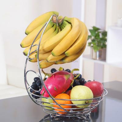 China Chrome Metal Wire Fruit Display Hanger Viable Fruit Basket With Banana Holder for sale