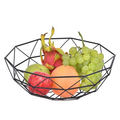 China Black Sustainable Large Metal Iron Wire Kitchen Decor Rack Fruit Basket Vegetable Rack for sale