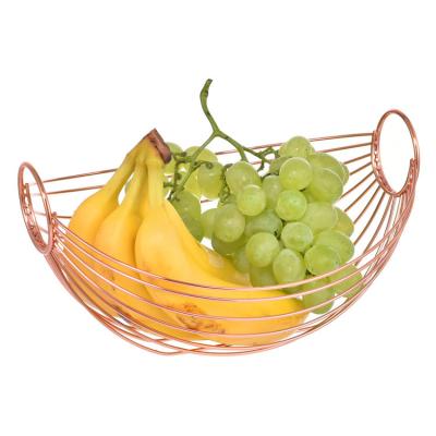 China Rose Gold Sustainable Fruit Basket Kitchen Decorative Fruit Rack Holder for sale