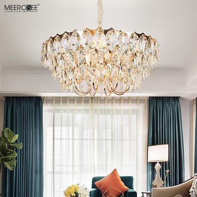 China MEEROSEE K9 Crystal Leaf Pendant Light Modern Chandeliers Living Room Lighting Hanging Lights for Living Room MD86800 for sale