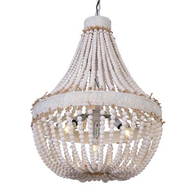 China Meerosee Retro Vintage Pendant Lamp Rustic Country Style Loft Around Wooden Beaded Chandeliers MD86029 for sale