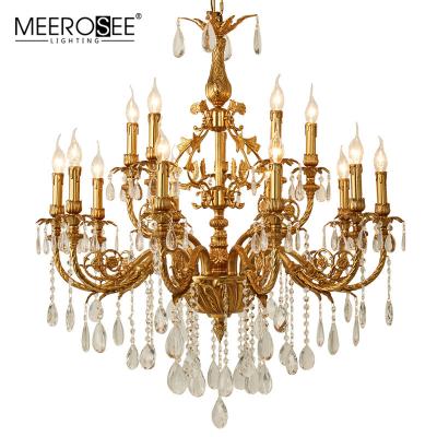 China Newest MEEROSEE 2020 Hotel Chandelier Luxury Copper Antique Crystal Chandeliers Lighting Fixture Brass For Villa Hotel Project MD81321 for sale