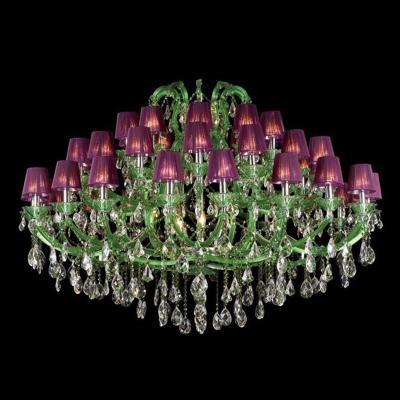 China MEEROSEE Traditional Hotel Large Green MD87099 Luxury Crystal Light Glass Chandeliers for sale