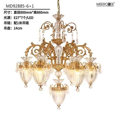 China MEEROSEE Traditional Luxurious Brass Crystal Chandelier Light MD92885 Copper Chandelier Pendant Light for sale