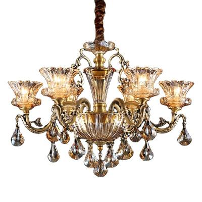 China MEEROSEE Luxury Brass Chandelier Cut Out Luxury Crystal Pendant Lights Glass Chandelier Gold Lamp Light Fixture Lights For Home MD92951 for sale