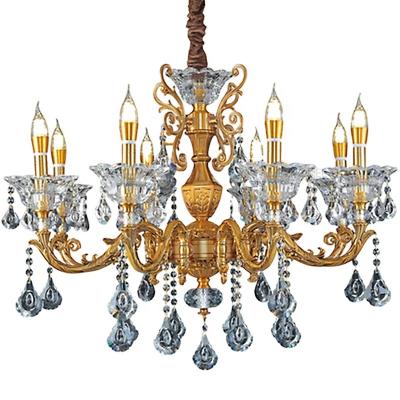 China MEEROSEE Luxury Copper Chandelier Design Lamps Crystal Pendant Lights Gold Brass Lamp Wedding Decoration Lampada MD92948 for sale