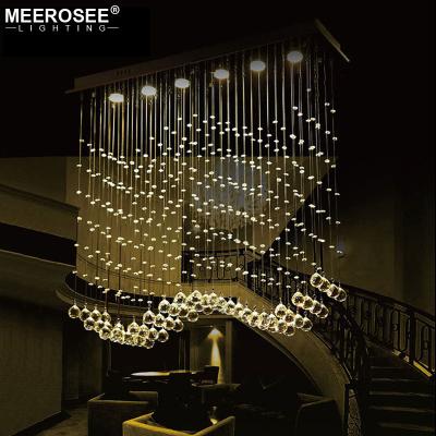 China MEEROSEE Residential Factory Customized Stainless Steel Finish Crystal Ceiling Lamp Rectangle Ceiling Light For Home MD86165 for sale