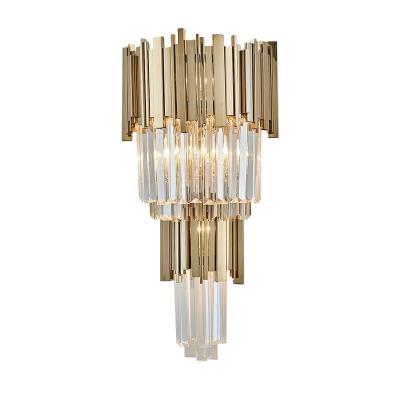 China MEEROSEE Crystal Wall Lamp Nordic Style Contemporary High Quality Luxurious Chandeliers Lighting MD85995 Gold Metal Crystals Wall Sconces for sale