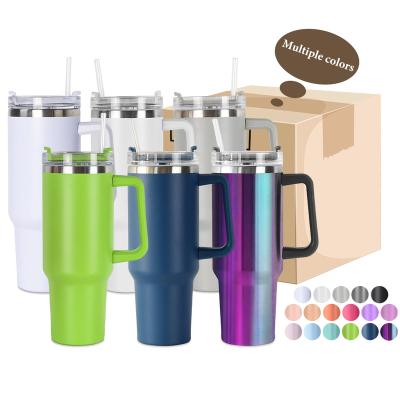 China Durable 40oz Stainless Steel Tumbler With Double Handle Wall Coffee Travel Mugs Multiple Colors Large Capacity Vacuum Insulated Tumbler for sale