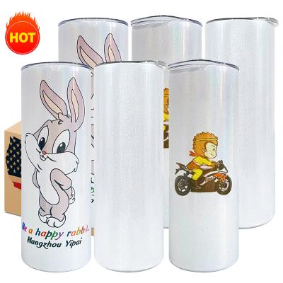 China USA Warehouse 20oz Sublimation Shimmer Viable Tumbler With Lids And Straws Bulk White Wholesale Sublimation Transfer Travel Mug for sale