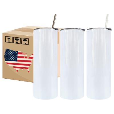 China USA Warehouse 20oz Durable Double Wall Vacuum Insulated Stainless Steel Vacuum Sublimation Right Angle Tumbler For Sublimation Printing for sale