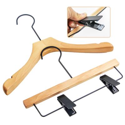 China OEM Brand Logo Panty Clothes Anti-slip Wholesale Customized High Quality Wooden Pet Clothes Hanger With Clips for sale