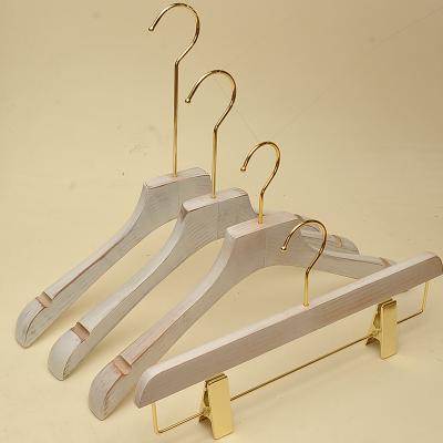 China Chinese Material Luxury Fashion White Gold Factory Boutique Custom Coat Clothing Hangers Eco-friendly Supplier Material for sale