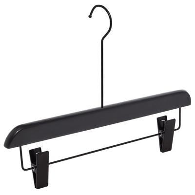 China Durable Customized Luxury High Quality Black Wooden Trouser Hangers With Clips for sale