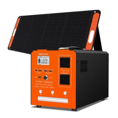 China ZhengXi 2000W Fast Solar Generator Lithium Battery Support Charging Power Portable Charging Station Lighting Portable Power System With Inverter for sale