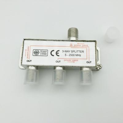 China audio & CATV Video Splitter 5-2500MHZ 3 Way Outdoor Splitter F Female Connector for sale