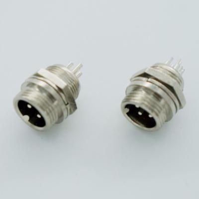 China audio & Aviation Socket 4 Pin 16mm Silver Metal Metal GX16 Male To Female Panel Connector for sale