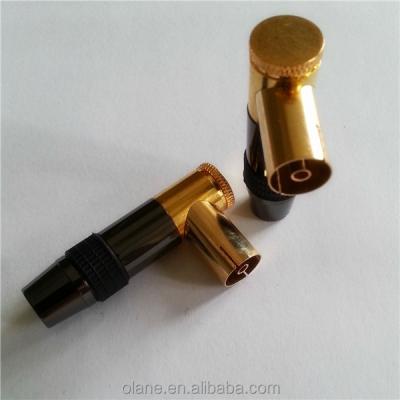 China Used for TV Coaxial Cable Jack Plug PAL Female Connector Right Angle Solderless Type for sale