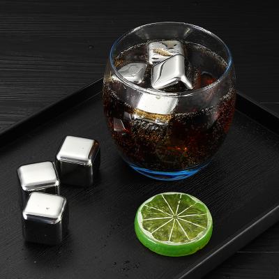 China Sustainable Reusable Custom Engraved Clear Gold Stainless Steel Whiskey Cubes Ice Cooling Stones for sale